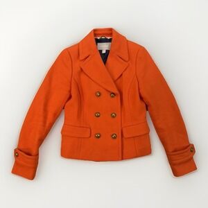Banana Republic Pea Coat Women's XS Orange Preppy Double Breasted